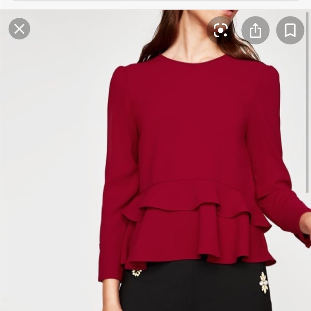 Zara red peplum blouse XS